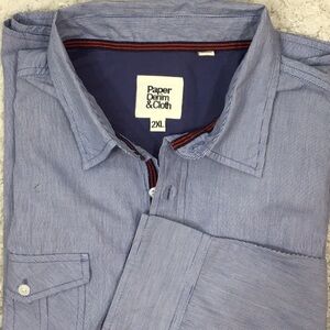 Paper, Denim, & Cloth blue stripe shirt